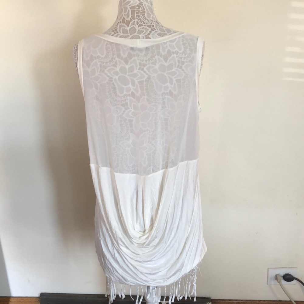 Cream colored Draped Back Highlow Top